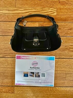 Jimmy Choo Black Shoulder Hobo with Silver Buckle